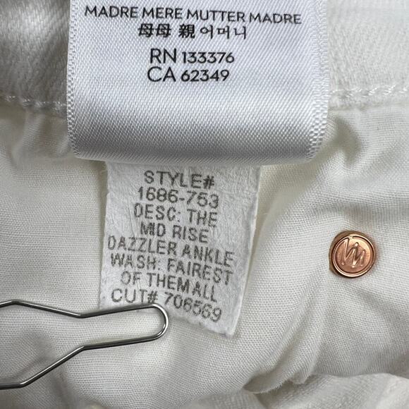 MOTHER The Mid Rise Dazzler Ankle Jean Fairest of Them All Wash White Size 31 - Picture 11 of 16